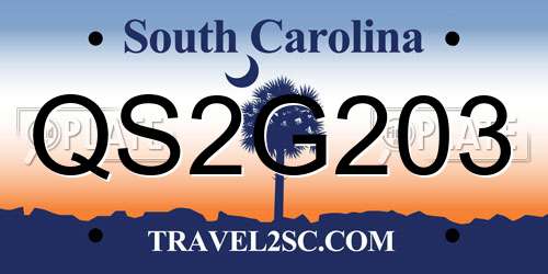 QS2G203 South Carolina License Plate