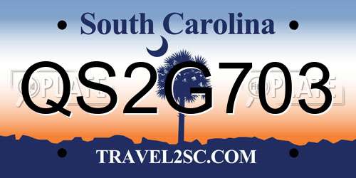 QS2G703 South Carolina License Plate