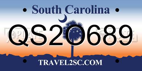 QS2O689 South Carolina License Plate