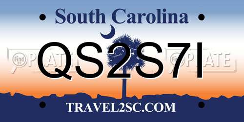 QS2S7I South Carolina License Plate