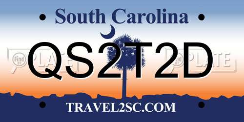 QS2T2D South Carolina License Plate
