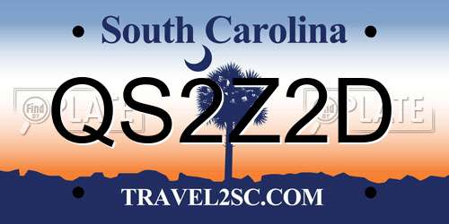 QS2Z2D South Carolina License Plate
