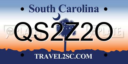 QS2Z2O South Carolina License Plate