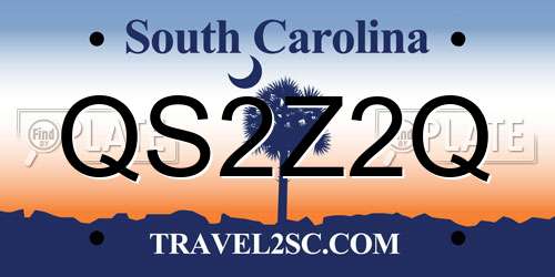 QS2Z2Q South Carolina License Plate
