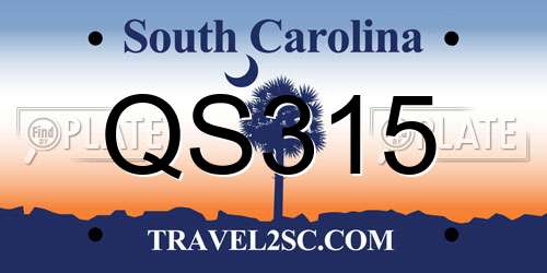QS315 South Carolina License Plate