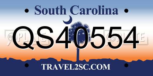 QS40554 South Carolina License Plate