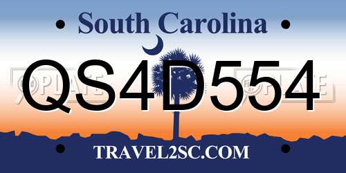 QS4D554 South Carolina License Plate