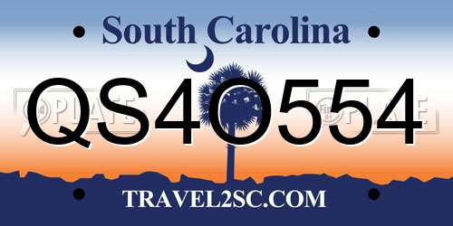 QS4O554 South Carolina License Plate