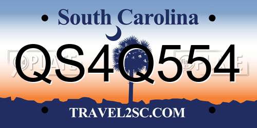 QS4Q554 South Carolina License Plate