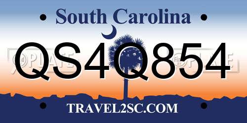 QS4Q854 South Carolina License Plate