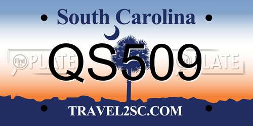 QS509 South Carolina License Plate