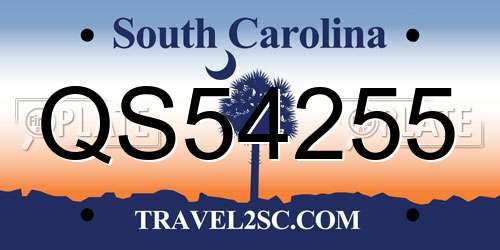 QS54255 South Carolina License Plate