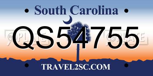 QS54755 South Carolina License Plate