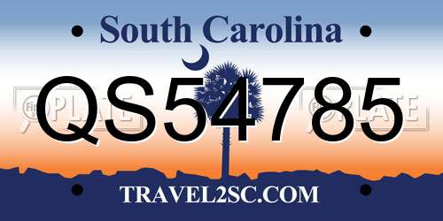 QS54785 South Carolina License Plate