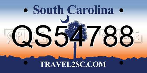 QS54788 South Carolina License Plate