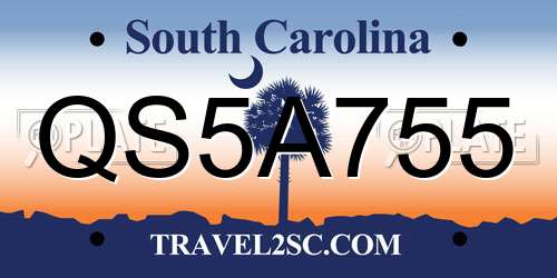QS5A755 South Carolina License Plate