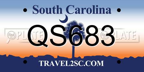 QS683 South Carolina License Plate