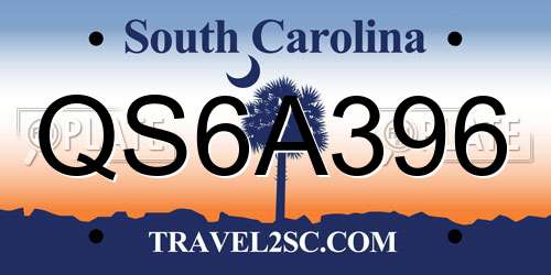 QS6A396 South Carolina License Plate