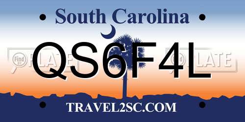 QS6F4L South Carolina License Plate