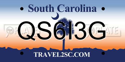 QS6I3G South Carolina License Plate
