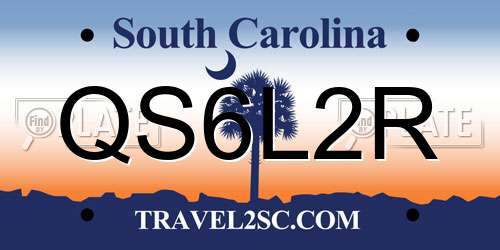 QS6L2R South Carolina License Plate