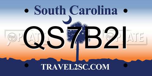 QS7B2I South Carolina License Plate