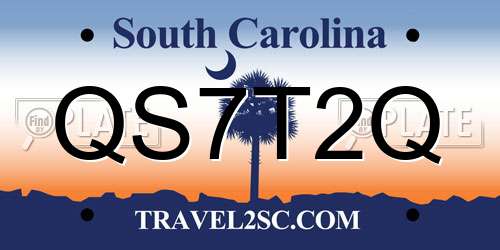 QS7T2Q South Carolina License Plate