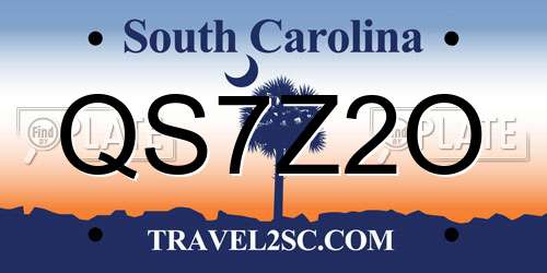 QS7Z2O South Carolina License Plate