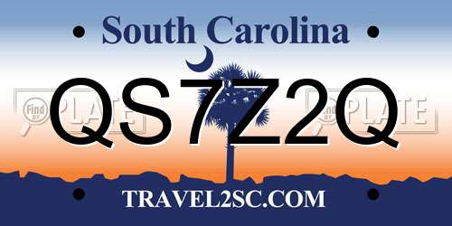 QS7Z2Q South Carolina License Plate