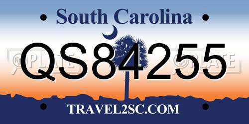QS84255 South Carolina License Plate