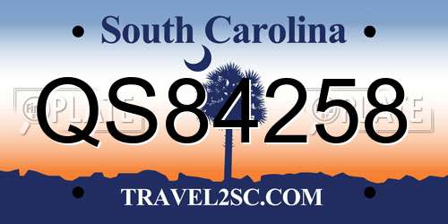QS84258 South Carolina License Plate