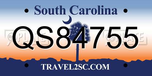 QS84755 South Carolina License Plate