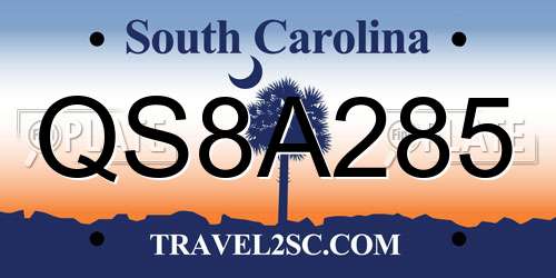 QS8A285 South Carolina License Plate