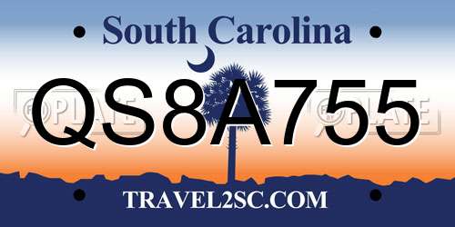 QS8A755 South Carolina License Plate