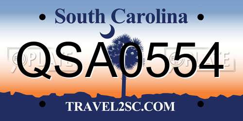 QSA0554 South Carolina License Plate
