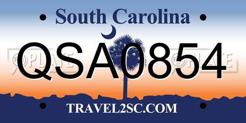 QSA0854 South Carolina License Plate