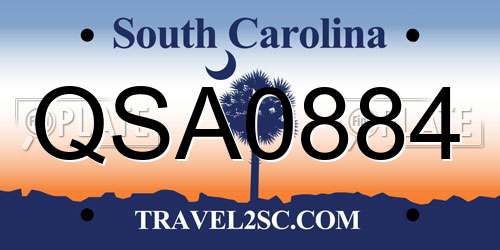 QSA0884 South Carolina License Plate