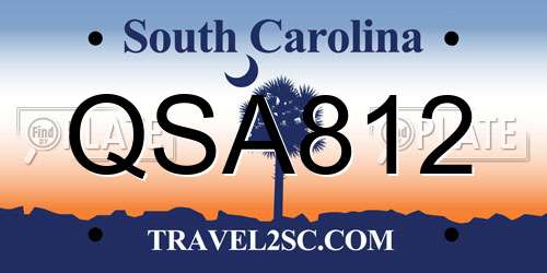 QSA812 South Carolina License Plate