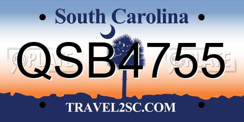 QSB4755 South Carolina License Plate