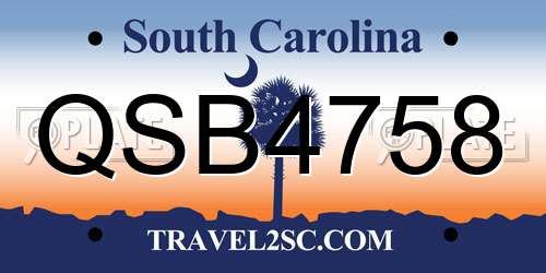 QSB4758 South Carolina License Plate