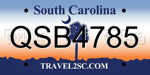 QSB4785 South Carolina License Plate