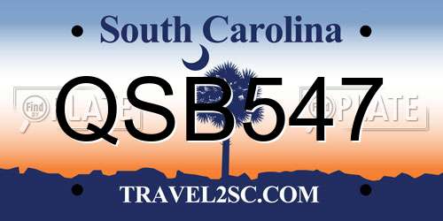 QSB547 South Carolina License Plate