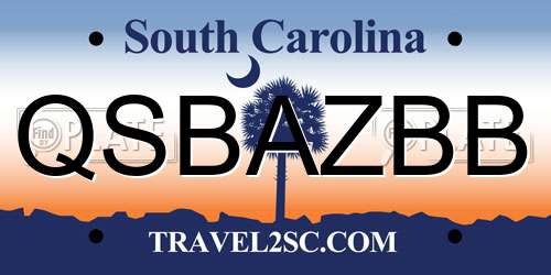 QSBAZBB South Carolina License Plate