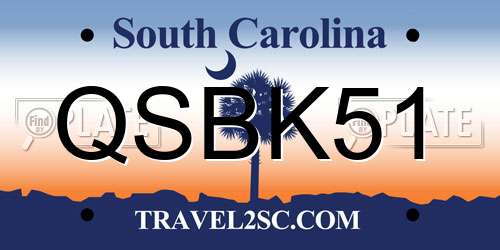 QSBK51 South Carolina License Plate