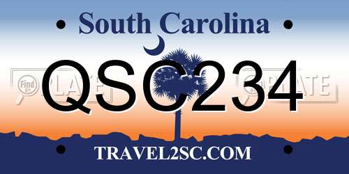 QSC234 South Carolina License Plate