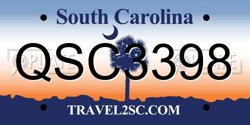 QSC3398 South Carolina License Plate
