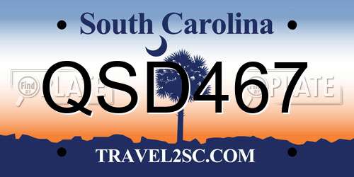 QSD467 South Carolina License Plate