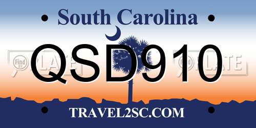 QSD910 South Carolina License Plate