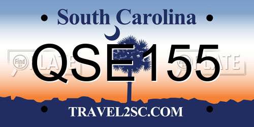 QSE155 South Carolina License Plate