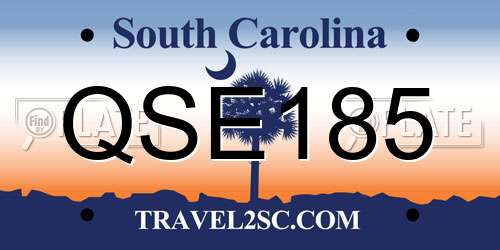 QSE185 South Carolina License Plate